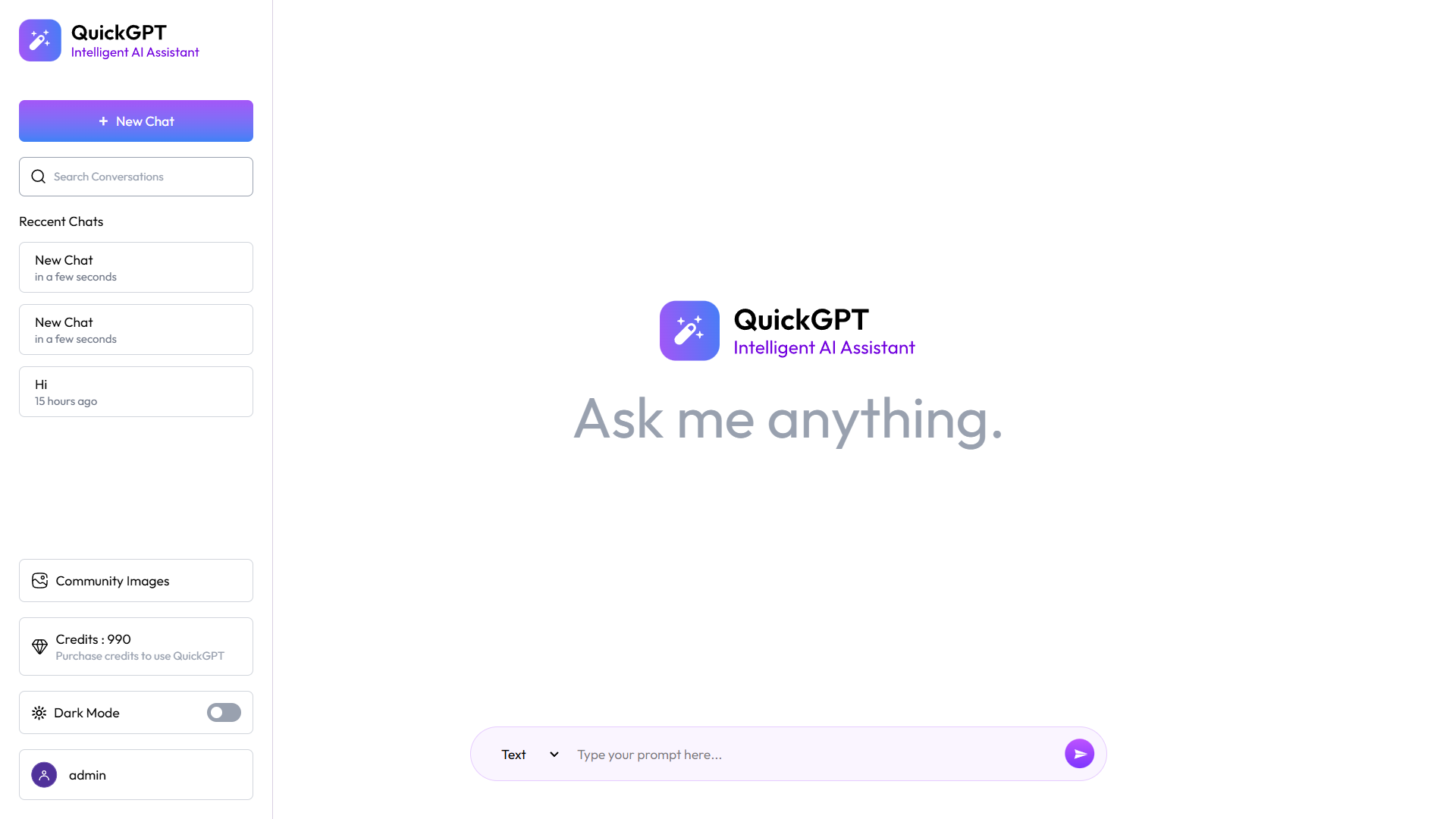 QuickGPT: An AI Plartform for Image generate and answer Queries